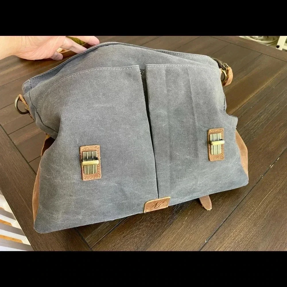 Woven canvas messenger bag